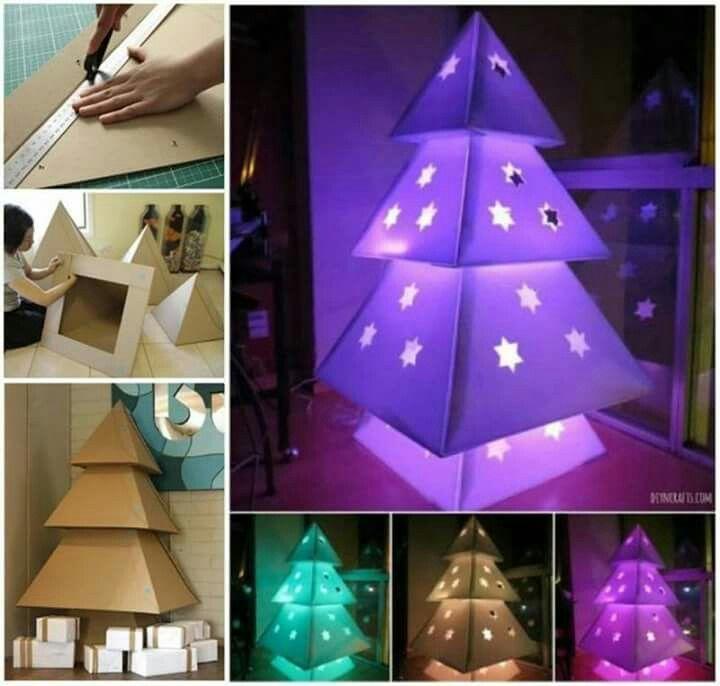10 ideias de árvore de Natal de papelão - Partilhado